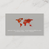 赤みを帯びた世界地図国際的貿易グレー 名刺 (裏面)