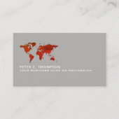 赤みを帯びた世界地図国際的貿易グレー 名刺 (正面)