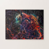 赤みを帯びた光の軌跡を持つチーター ジグソーパズル (横)