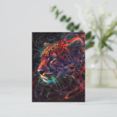 赤みを帯びた光の軌跡を持つチーター ポストカード (スタンド正面)