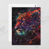 赤みを帯びた光の軌跡を持つチーター ポストカード (正面/裏面)