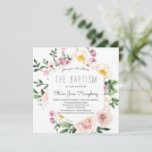赤みを帯びた夏の花の洗礼招待状 招待状 (スタンド正面)
