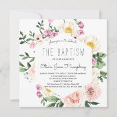 赤みを帯びた夏の花の洗礼招待状 招待状 (正面)