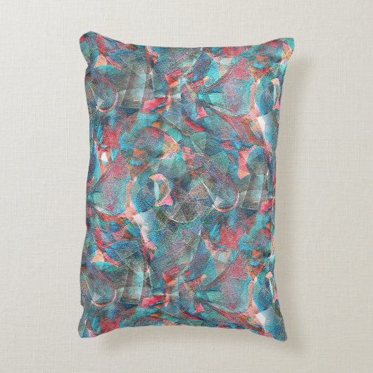 赤みを帯びた桃からシアンの汚れ アクセントクッション (裏面(縦))