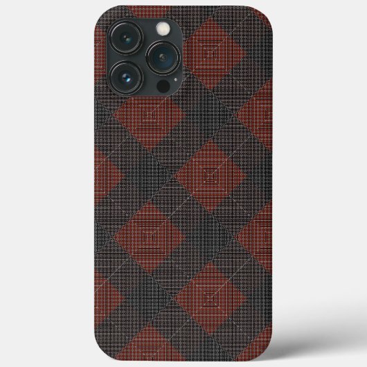 赤みを帯びた茶色と黒の傾斜した四角またはチェス Case-Mate iPhoneケース (裏面)