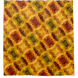 赤みを帯びた黄色の破片とシェイプの生成 シャワーカーテン