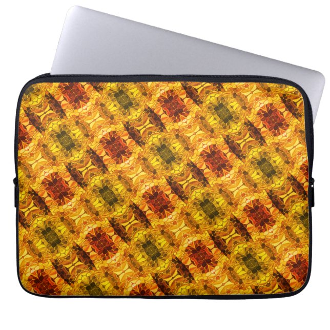 赤みを帯びた黄色の破片とシェイプの生成 ラップトップスリーブ (正面)