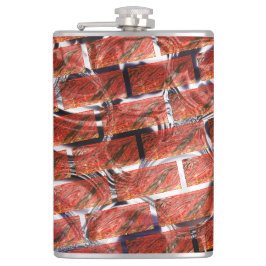 赤みを帯びた、グリッドやレンガの効果に浮かぶ泡メタリック フラスク