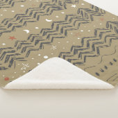 赤や灰色のクリスマスツリー、星、雪片 シェルパブランケット (3/4)