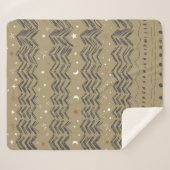 赤や灰色のクリスマスツリー、星、雪片 シェルパブランケット (正面(横))