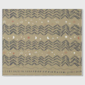 赤や灰色のクリスマスツリー、星、雪片 ラッピングペーパー (フラット)