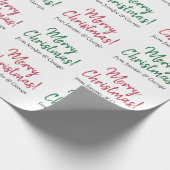 赤や緑の手書き風「メリークリスマス！」 ラッピングペーパー (角)