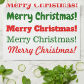 赤や緑の「メリークリスマス!」がたくさん! キッチンタオル (折り畳み)