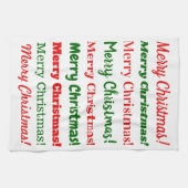 赤や緑の「メリークリスマス!」がたくさん! キッチンタオル (横)