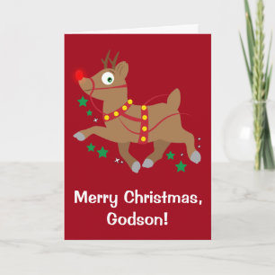 赤ゆっくり進られたトナカイとのGodsonのクリスマス シーズンカード