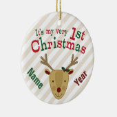 赤ゆっくり進られたトナカイのベビーの第1クリスマス セラミックオーナメント (右)