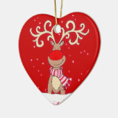 赤ゆっくり進られたトナカイの赤い及びピンクのオーナメント セラミックオーナメント (左)