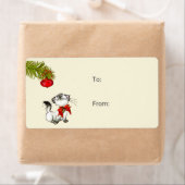 赤よくはしゃぐいクリスマスのおじぎをした子猫 ラベル (インサイチュ)