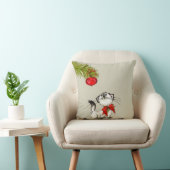 赤よくはしゃぐいクリスマスの弓の子猫 クッション (椅子)