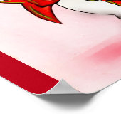 赤よくはしゃぐいクリスマスの弓の子猫 ポスター (角)