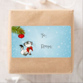 赤よくはしゃぐいクリスマスの弓の子猫 ラベル (インサイチュ)