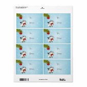 赤よくはしゃぐいクリスマスの弓の子猫 ラベル (フルシート)