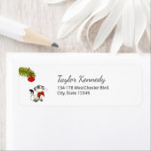 赤よくはしゃぐいクリスマスの弓の子猫 ラベル (インサイチュ)