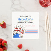 赤よくはしゃぐと青のボーリングをテーマにした第6誕生日 スタンダードカクテルナプキン (インサイチュ)