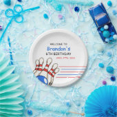 赤よくはしゃぐと青のボーリングをテーマにした第6誕生日 ペーパープレート (パーティー)