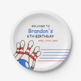 赤よくはしゃぐと青のボーリングをテーマにした第6誕生日 ペーパープレート