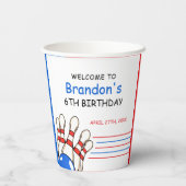 赤よくはしゃぐと青のボーリングをテーマにした第6誕生日 紙コップ (裏面)