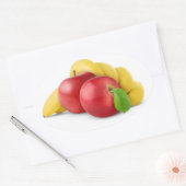 赤りんごとバナナ 楕円形シール (封筒)