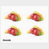 赤りんごとバナナ 楕円形シール (シート)