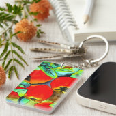 赤りんごの水の色のフルーツ絵画アート キーホルダー (正面右)