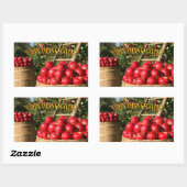 赤りんごカラフル収穫感謝祭 長方形シール (シート)