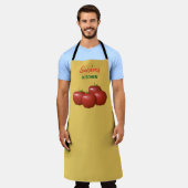 赤りんごパーソナライズされたをテーマにしたキッチンエプロン エプロン (着用した状態)