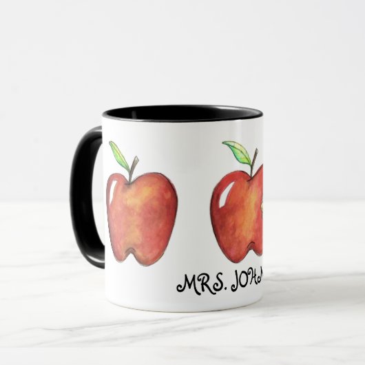 赤りんごパーソナライズされた学校先生マグ マグカップ (正面左)