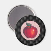 赤りんごホワイトオンブラック水玉模様 マグネット (正面/裏面)