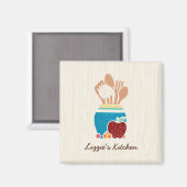 赤りんご入りの可愛い国スタイル台所用品 マグネット (正面/裏面)