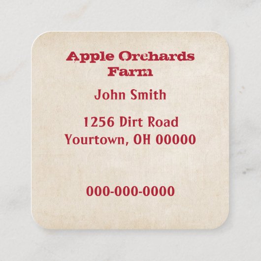 赤りんご入り スクエア名刺 (裏面)