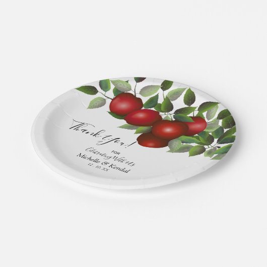 赤りんご果実 |ありがとうございます ペーパープレート (アングル)