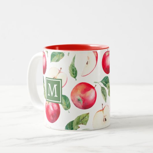 赤りんご植物単品図 ツートーンマグカップ (正面左)
