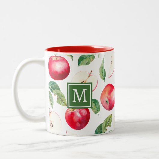 赤りんご植物単品図 ツートーンマグカップ (左)