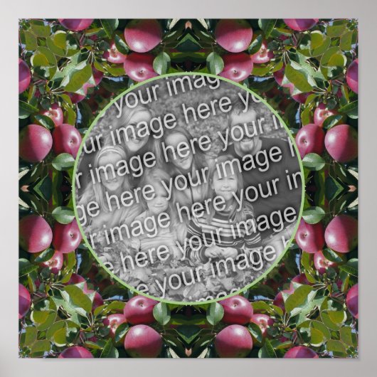 赤りんご自然アートフレーム自分の写真を作成 ポスター (正面)