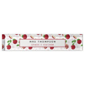 赤りんご花パーソナライズされた先生名 デスクネームプレート (正面)