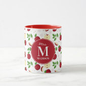 赤りんご花パーソナライズされた先生名 マグカップ (中央)