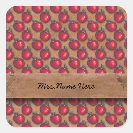 赤りんご茶色 スクエアシール (正面)