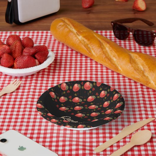 赤りんご葉と黒 ペーパーボウル (ピクニック)