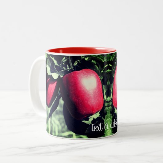 赤りんご部分色パーソナライズされた ツートーンマグカップ (正面左)