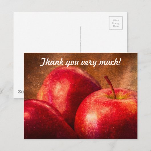 赤りんご3個 ポストカード (正面/裏面)